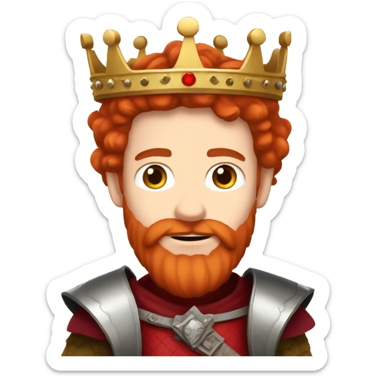PRINCE WITH WHITE SKIN, RED HAIR, WITH A RED BEARD, WITH A PRINCE'S CROWN, WITH A PRINCE'S MEDIEVAL CLOTHING sticker