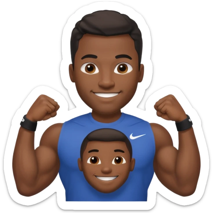 Jock black man smiling very very big biceps wearing “Nike” t shirt, handsome face sticker