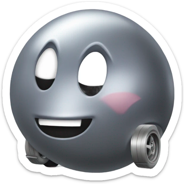 Metal cute Kirby bubble Gray ball driving on car wheels with mad eyebrows game sticker