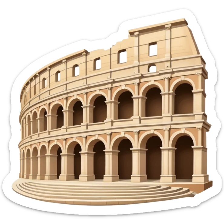 Realistic Pula Arena Landmark Emoji, featuring the grand Roman amphitheater with its large stone arches and well-preserved outer walls. sticker