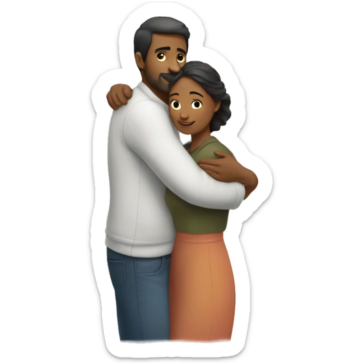 A man hugs a woman from her back and she is doneA man hugs a woman from her back while she holds his hands sticker