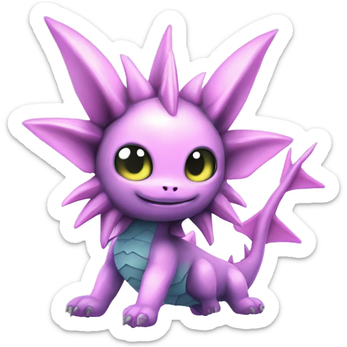 Pink Edgy Vaporeon dragon With Fins and spikes full body sticker