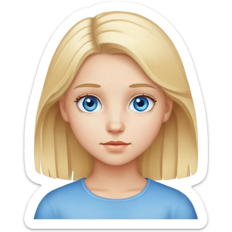 a young girl with fair skin, blond hair and blue eyes sticker