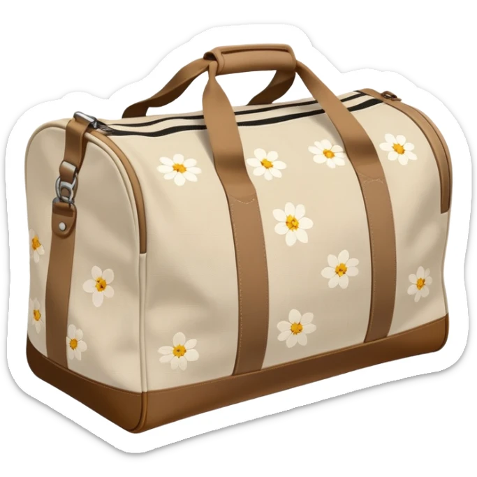 A sports bag with a pale beige print in a small flower sticker