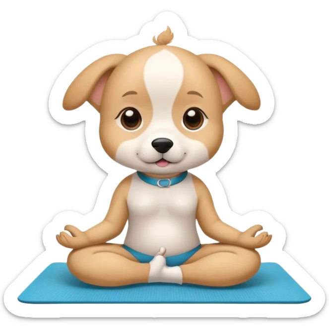 puppy yoga - cute puppy on a yoga mat doing yoga  sticker