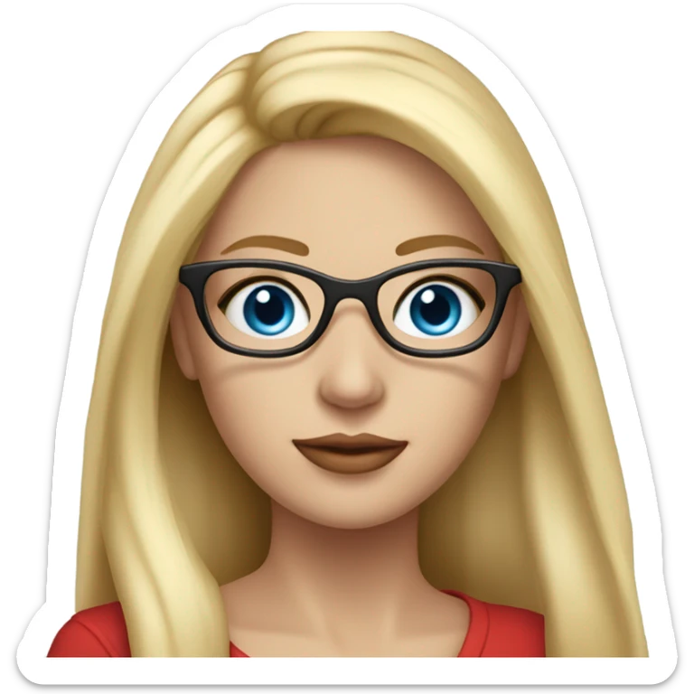 A beautiful young woman with long blonde hair, blue eyes, and glasses, holding a red rose. Semi-realistic style, soft lighting, and a warm, dreamy atmosphere. sticker