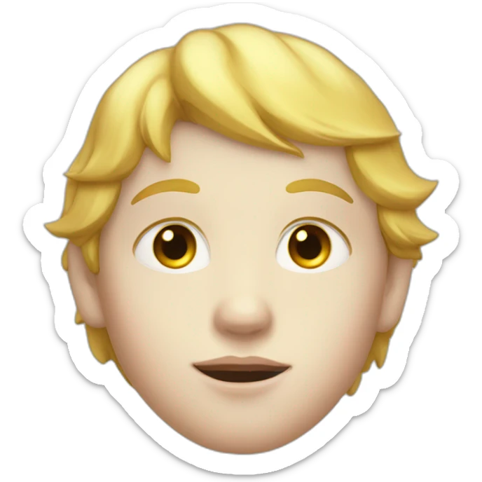 kid face, red eyes, pale-skin, a golden halo above the head sticker