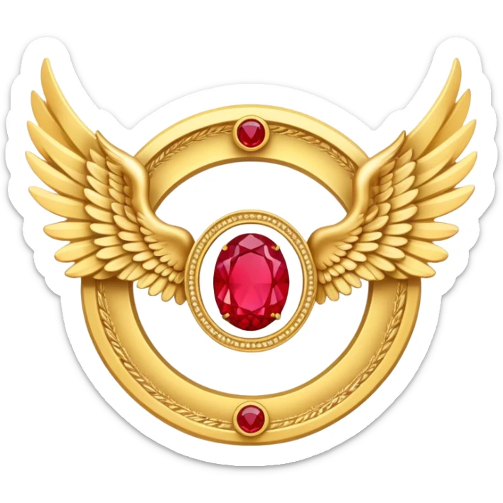  3 place award Number in frame decorated with golden angel  wings and rubby stone sticker