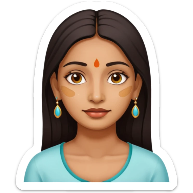 make an emoticon of a woman that has gel-like under eye patches of skincare of transparent color and make the woman slighlty indian, please remove the earrings anf the bindi  sticker