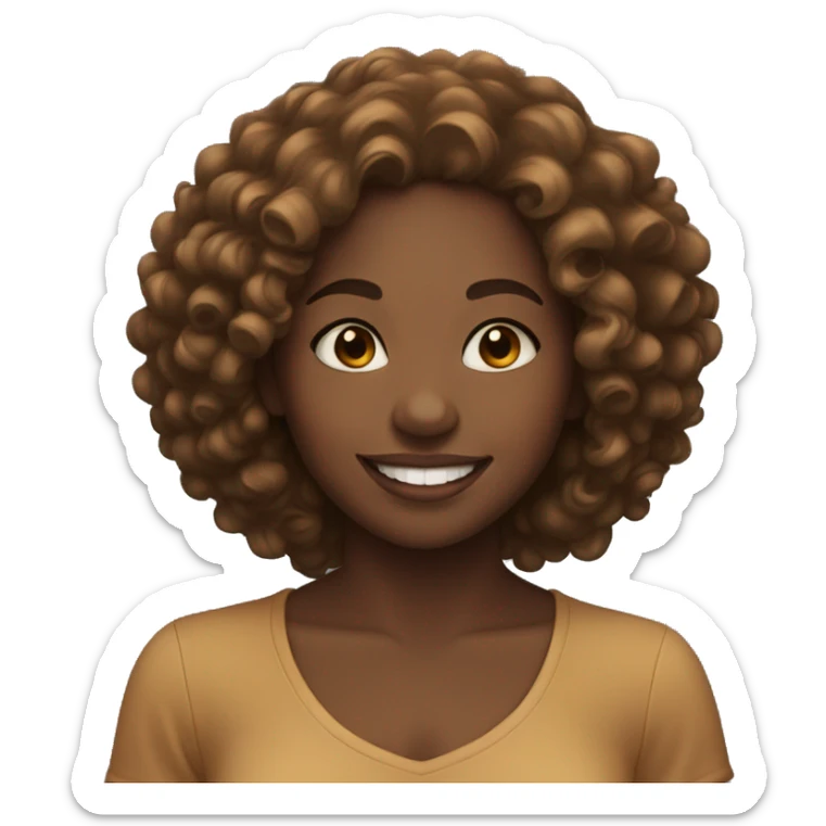 Black girl with caramel skin with curly hair smiling  sticker