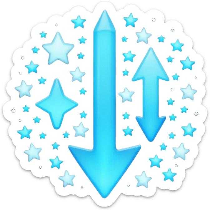 fait moi un émojie discord avec une fleche verre le haut bleu avec la bout un peu separer et des etoile a coté sticker