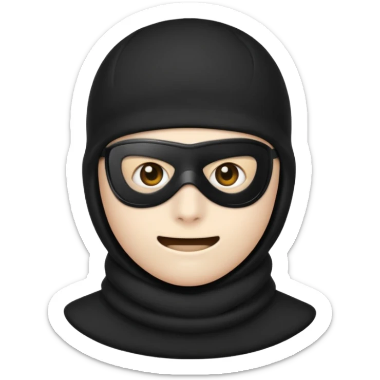 Create an emoji wearing a black ski mask not a creepy big smile though and no need for spoons sticker