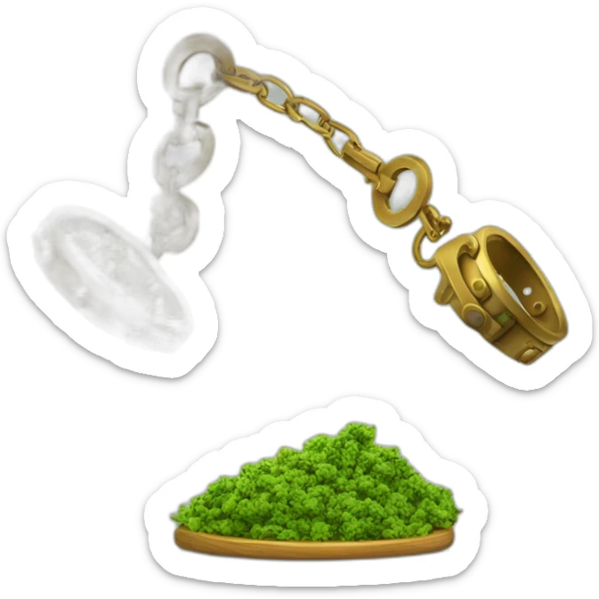 court legalize cannabis medicine on one side and handcuffs on the other side to weigh sticker