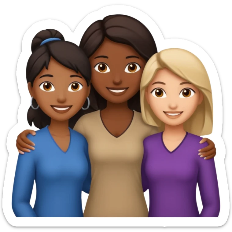 a group of 3 women, one is black, one is asian, one is indian sticker