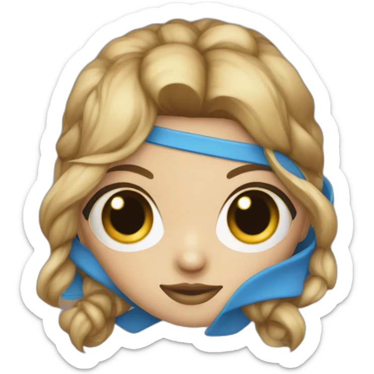 a one-eyed girl with a blue eye and light brown hair wearing an eyepatch sticker