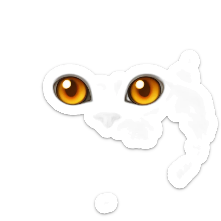 head of a white persian chinchilla cat with orange eye that look stupid sticker