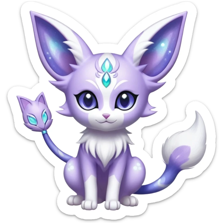Shiny Exotic Cute Adorable Majestic Ethereal Sparkly Espeon-Meowstic-Hybrid-Creature with pattern-markings sticker