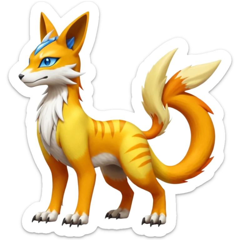 Latias-Vernid-Lombax-Koraidon-Renamon-Zeraora-Bastet-Fakémon-Digimon-hybrid-fusion-creature, full body sticker