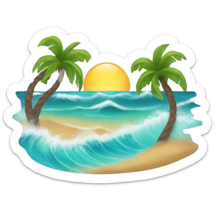 hawaii beach waves sticker