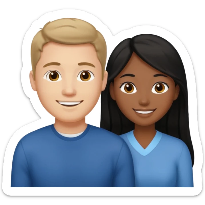 Mixed race couple, white male with mixed female asian & black sticker