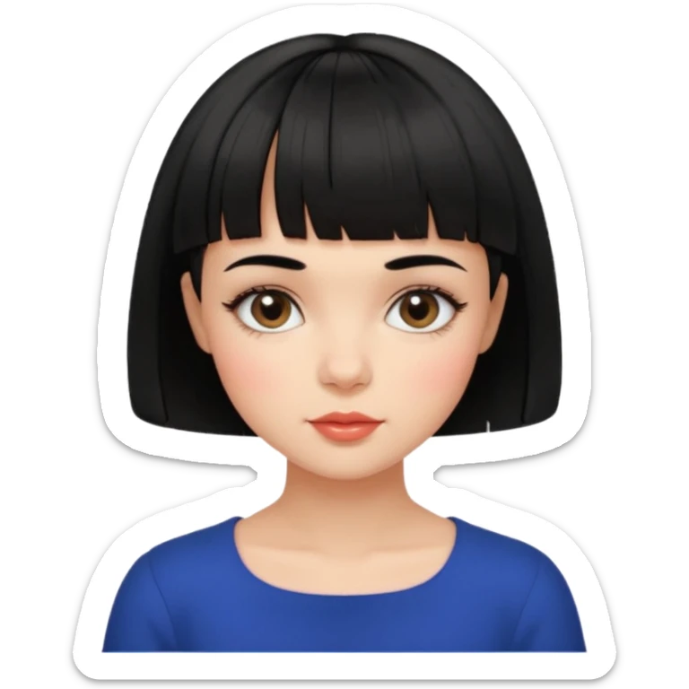 Gorgeous french girl short french haircut baby bangs black hair Amelie Beautiful Blushing Petite Girl with beautiful hair aesthetic sticker