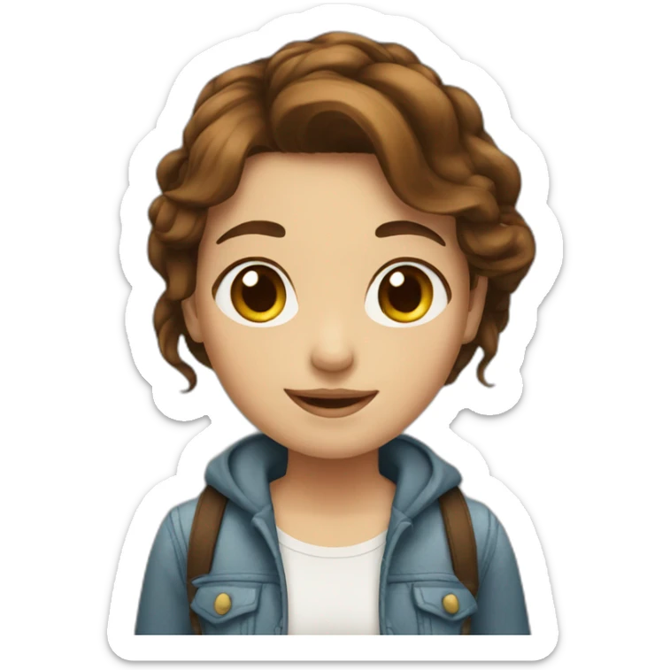 Girl with a brown hair and pretty  sticker