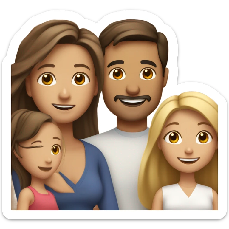 Puerto rican beard short brown hair  husband with blond long hair wife and brown long hair daughter Family  sticker