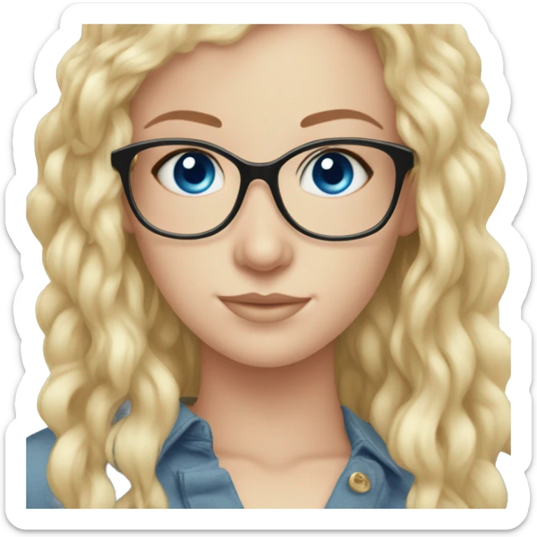 white girl blue eyes nose ring glasses blonde hair sticker