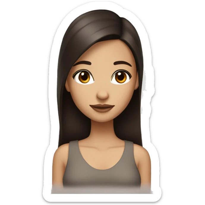 pretty girl with very dark brown straight hair and light tan skin with dark brown eyes sticker