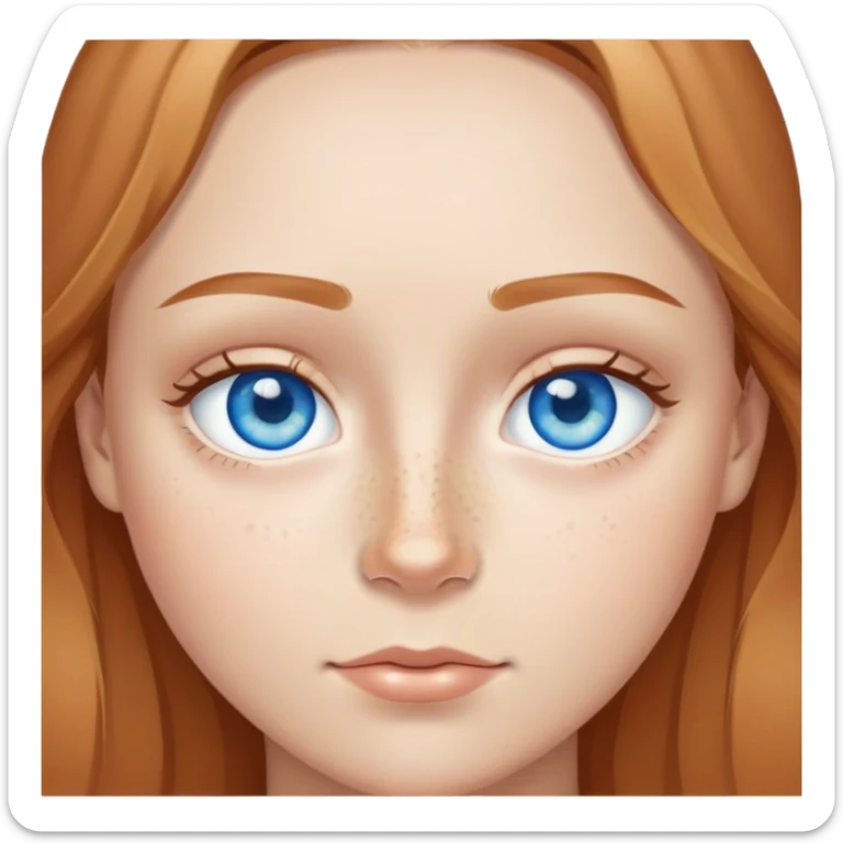 blue eyed with central heterochromia with freckles on nose and cheeks and light brown hair + normal light skin sticker
