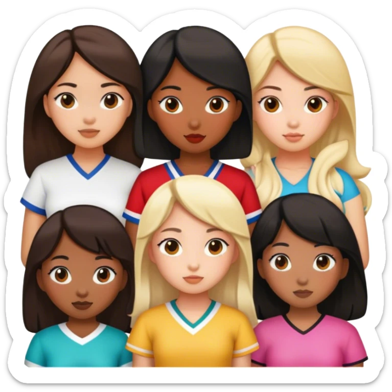 One black girl, three Korean girls, and one Mexican girl sticker