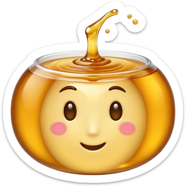 small swirl of pale golden syrup, glossy and thick, no face, no jar or extras, soft lighting, subtle shadows, emoji scale sticker