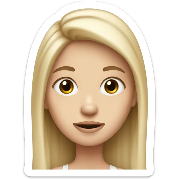 Skinny white girl with long hair with big eyes  sticker
