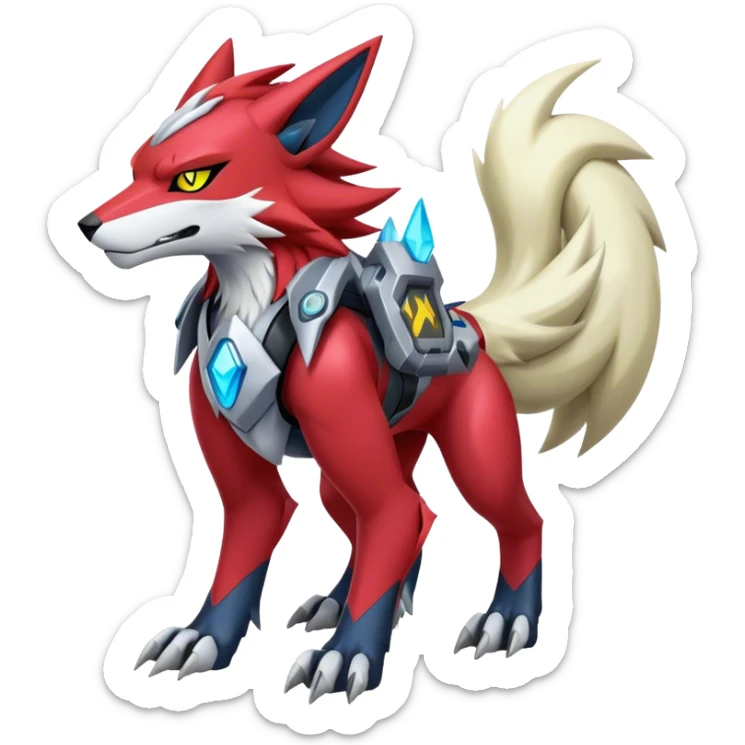  Cool Edgy Godly Digimon-Zoroark-Zeraora-Lycanroc-Medabot full body sticker