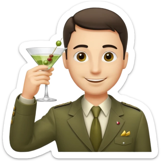 Emoji of a guy respectfully saluting by rising glass of martini cocktail like this 🍸 sticker