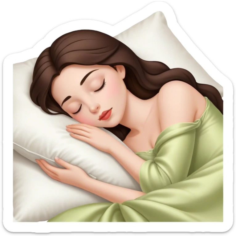 sleeping beauty brunette white girl with a silk pillow sticker