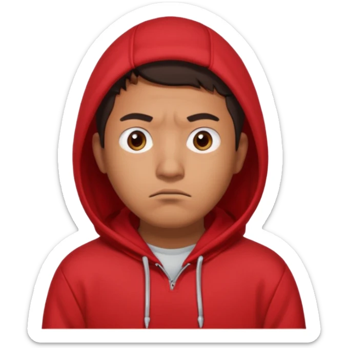Mexican-Asian chinky eyed american male in red hoodie staring at you disappointef sticker