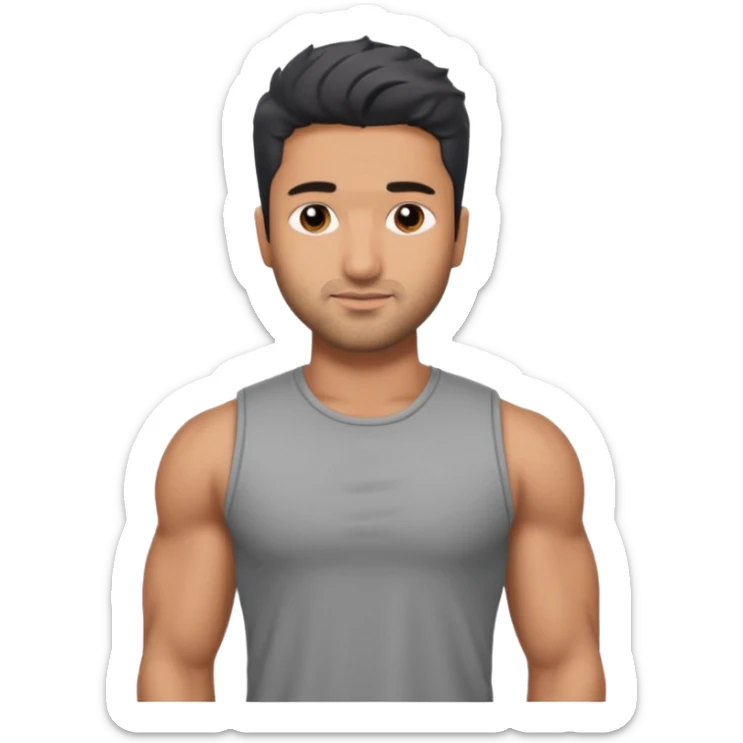 ipretty bratz emoji of vicky kaushal wearing a grey tee, muscular sticker