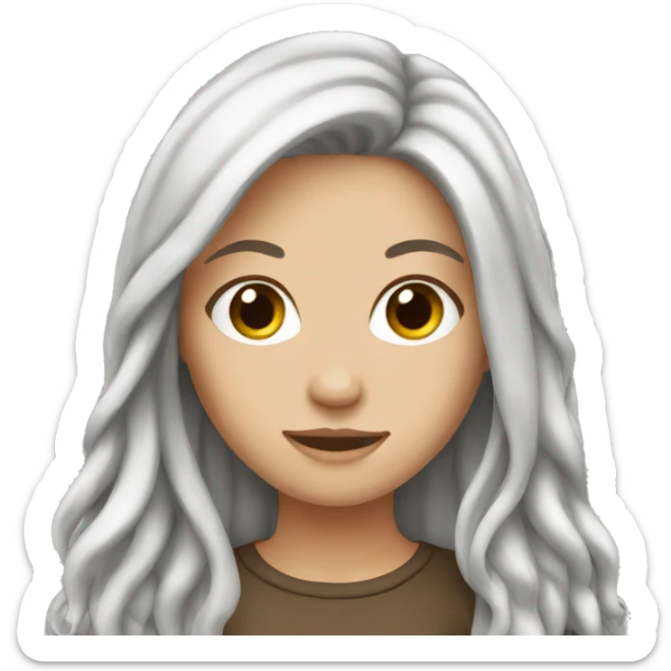 Brown long hair white girl sticker