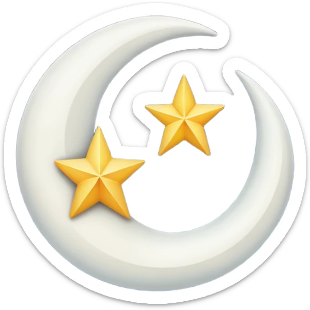 Star and Crescent emoji with black backgroun and no face but the start and crescent both should be in white colour sticker
