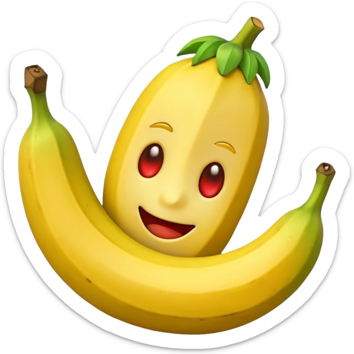 Crear un emoticón que tenga que ver con una variedad de Cambures , y que la paleta de colores sea la siguiente: Rojo Carmín, Amarillo, Amarillo Crema y Verde Pasto sticker