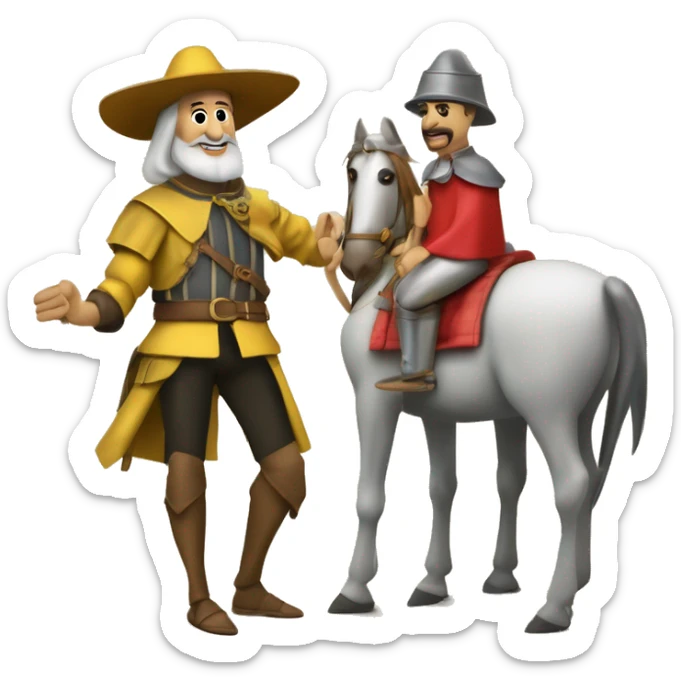 Don Quijote y Sancho llegaron de visita al palacio donde el duque y la duquesa pasaban sus vacaciones, y se les hizo una fiesta de bienvenida sticker