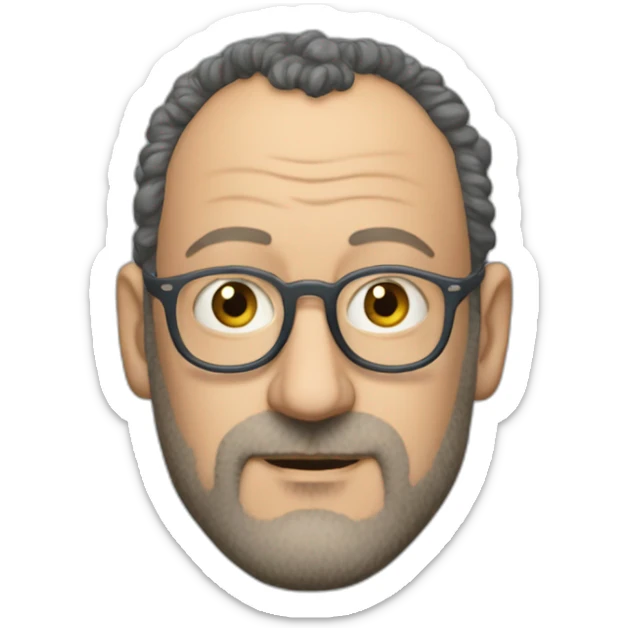 Jean reno avec des cheveux longs frisés et sans lunette sticker