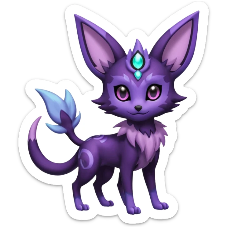 Shiny Cute Espeon-Noibat-Mightyena-Silvally-Fakémon-hybrid-creature (full body)  sticker