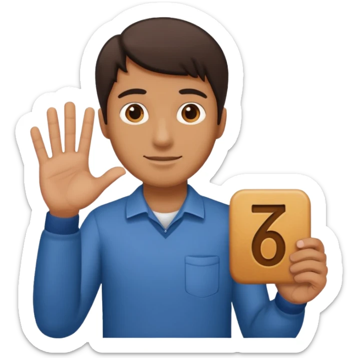 A Man holding the number 6 in one hand, and the number 7 in the other Hand.  sticker