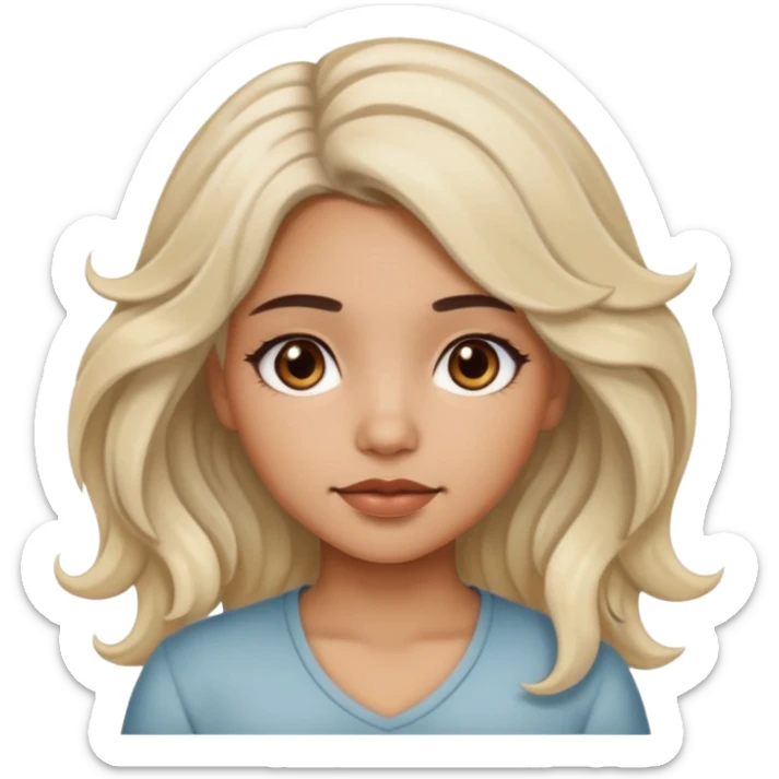 latina girl with bleached wavy hair and brown hair sticker