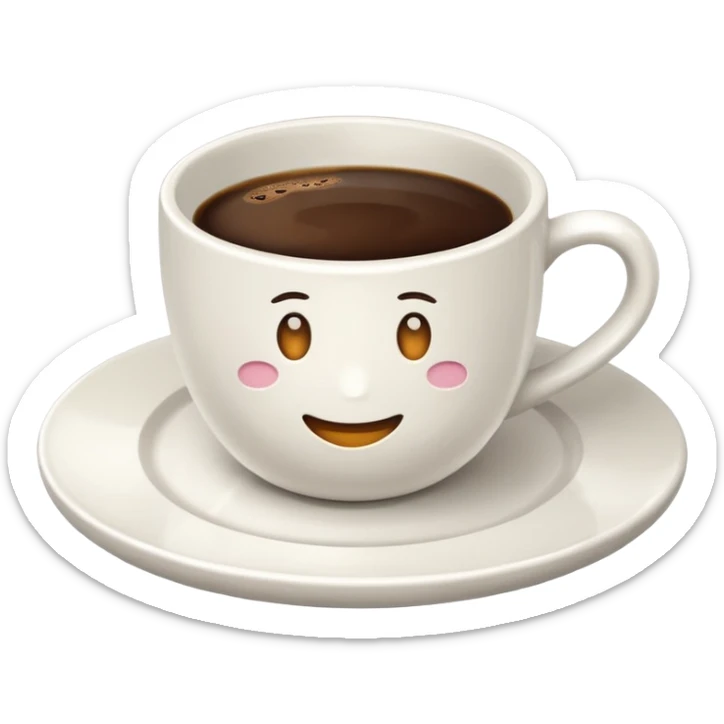 coffee cup on a plate, emoji style sticker