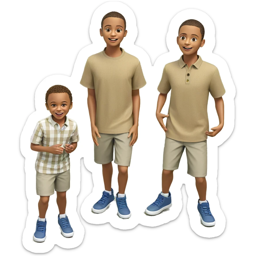three boys having fun outdoors sticker