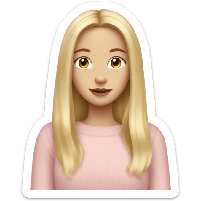 Beautiful white girl with long blonde hair wearing light pink sweater  sticker