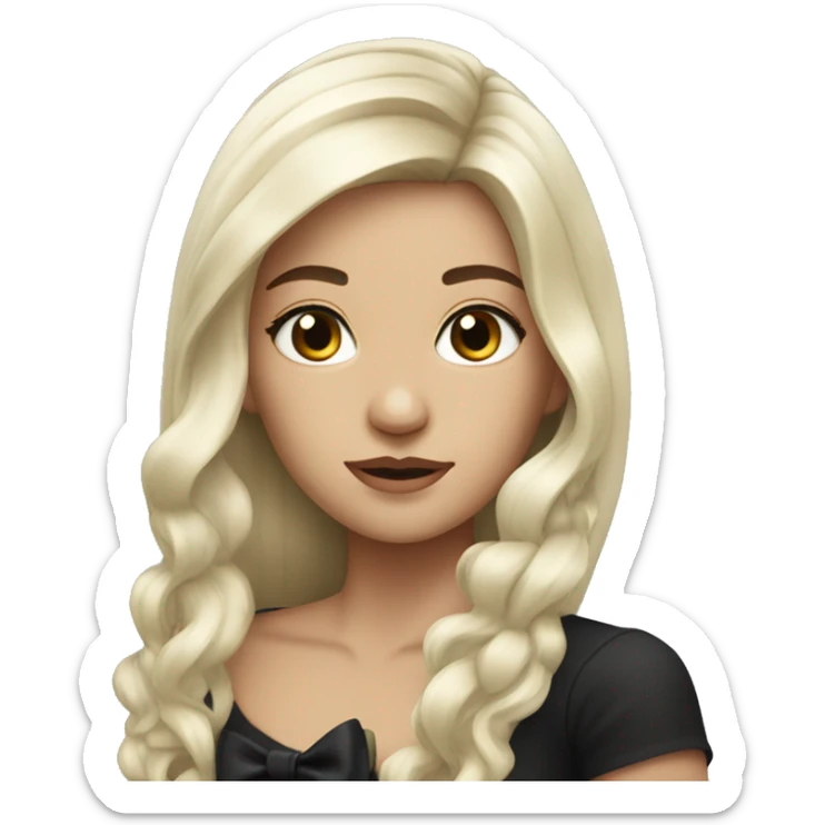 Girl with long platin hairs with black bow in her hair sticker